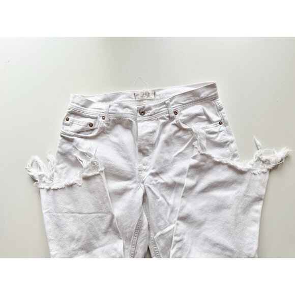 WE THE FREE PEOPLE Maggie White Mid Rise Destroyed Straight Leg Jeans, Size 29 - Picture 11 of 14